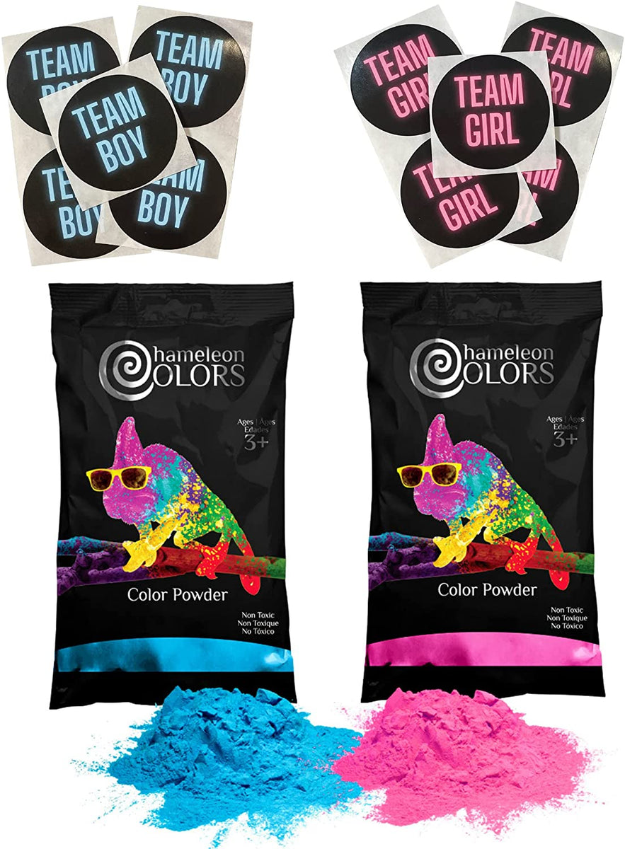 Gender Reveal Burnout Kit - 1 Pound Pink & 1 Pound Blue With Team Stickers