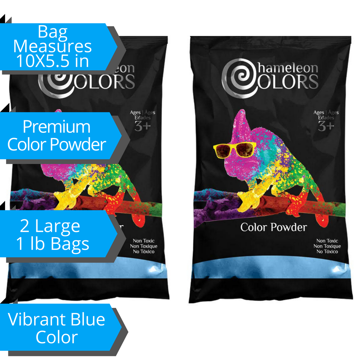 Chameleon Colors Blue Gender Reveal Powder - Easy-open Bags Of