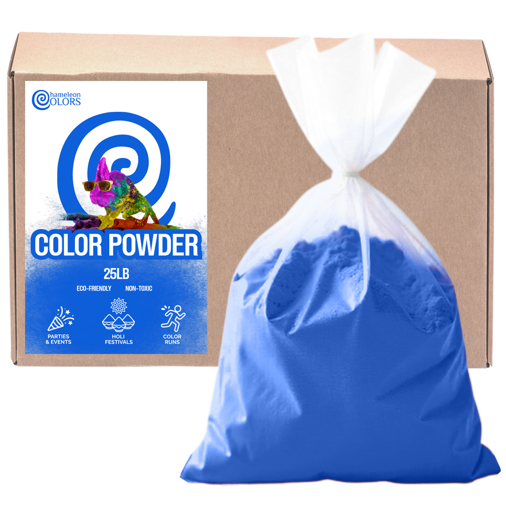 Chameleon Colors navy blue bulk color powder 20kg bag for art projects and holi festivals.