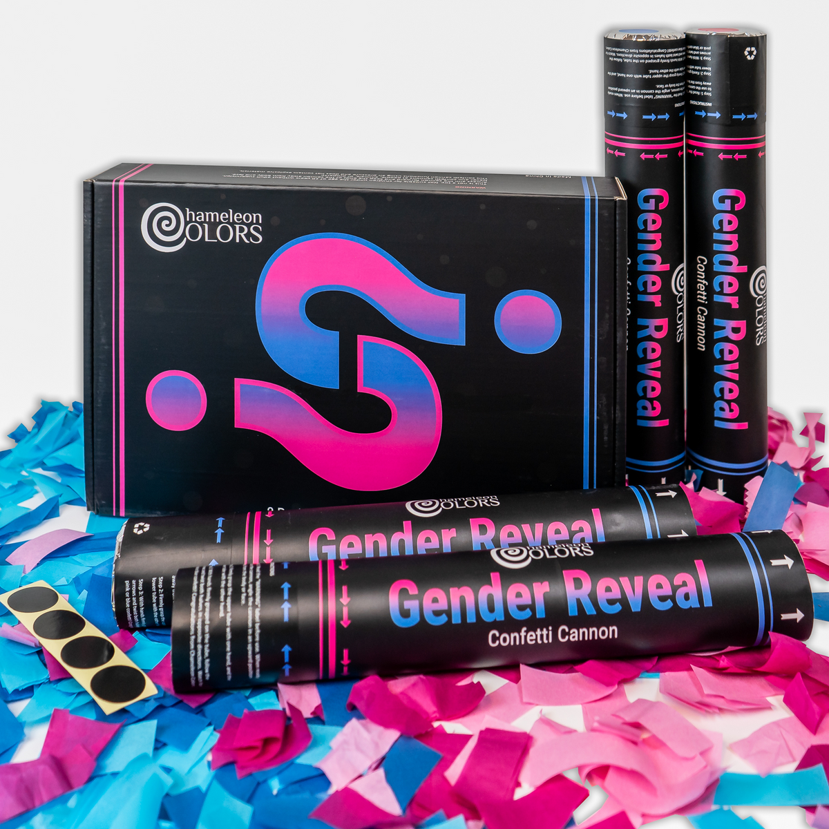Gender Reveal Confetti Cannons-Includes 2 Pink and 2 Blue Baby Reveal