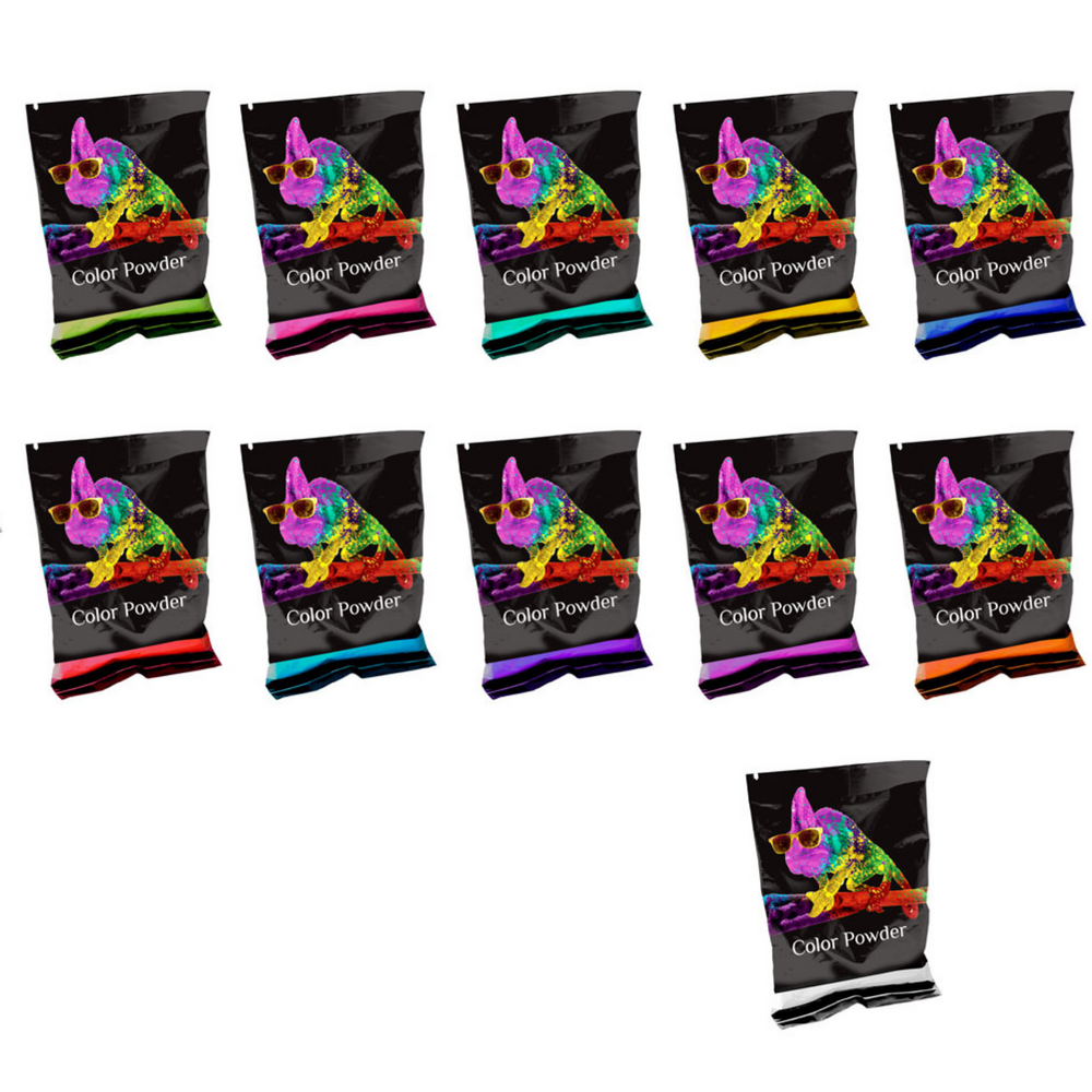 Chameleon Colors Holi Color Powder- Bonus Pack 10Pack Plus A Free Packet of White 70g Each Premium Colors- Red Yellow Navy Blue