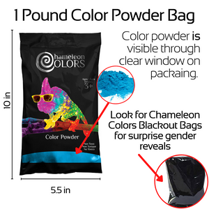 Chameleon Colors gender reveal color powder bags
